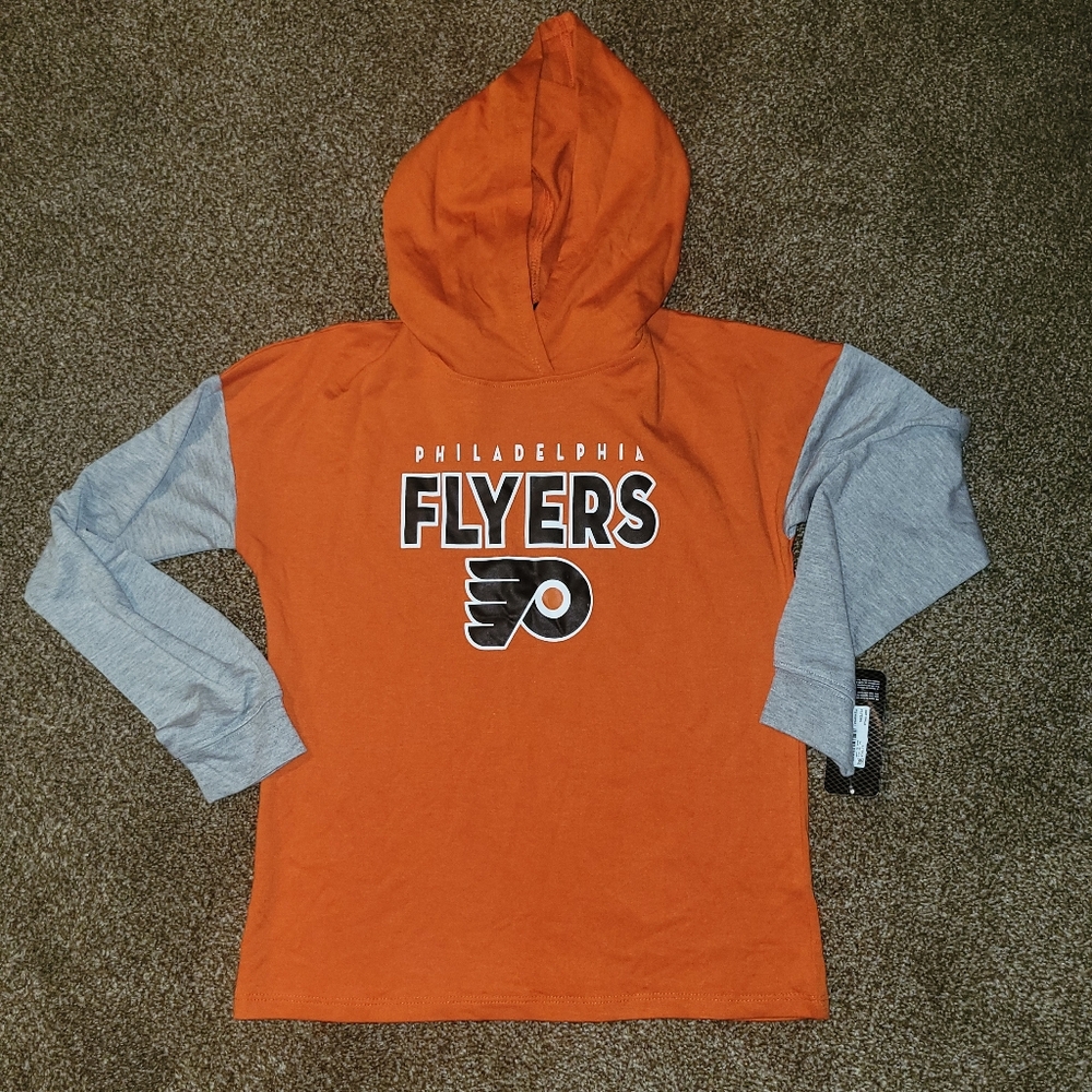 NHL Flyers girls Large 10/12 long sleeve hooded tee